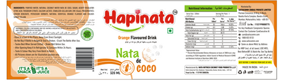 Hapinata Orange Flavoured Drink - 320 ML